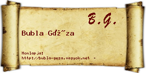Bubla Géza névjegykártya